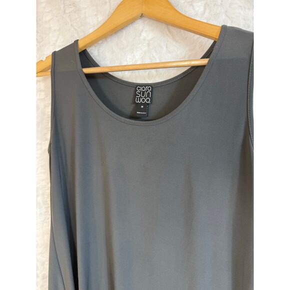Ciara Sun Woo Mid-Length Scoop Neck Tank Top Charcoal Gray Wrinkle-Free Medium - Picture 6 of 8